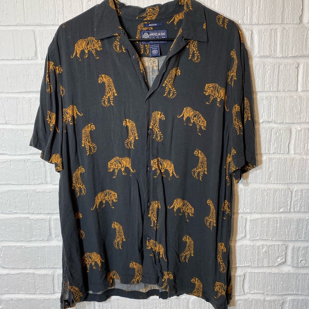 Tiger Print Button Up Shirt